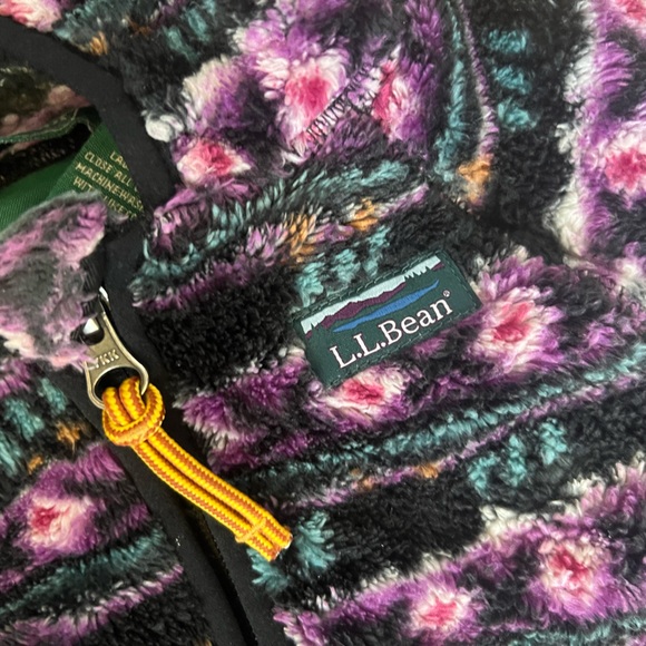 L.L.Bean Hi-Pile Fleece Jacket 6-12 Months Purple & Black Pattern - Picture 5 of 6